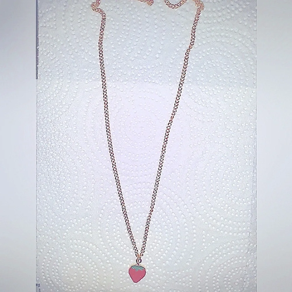 Strawberry Field Necklace 18-22" Chain Lobster Clasp Feminine Dainty Cute NEW - Picture 4 of 7